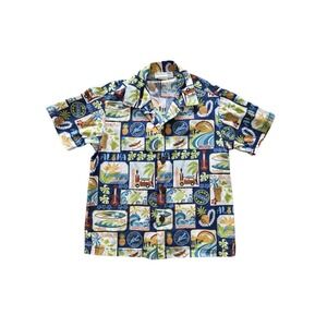 Vintage Bishop St. Hawaiian Boys Aloha Shirt Sz 7 Tropical Island Surf Cotton